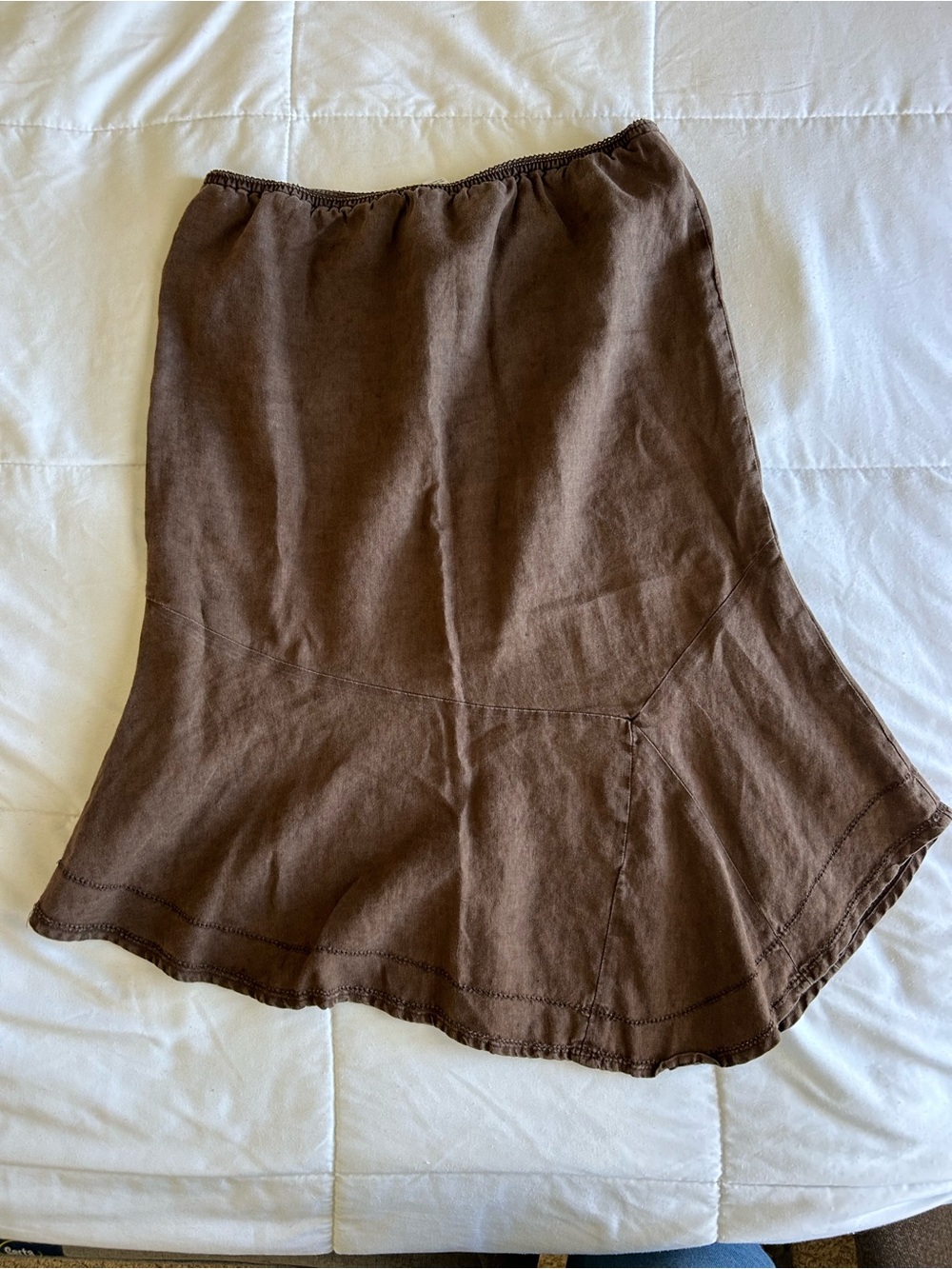 100%linen Old Navy Brown A-Line Flared Skirt